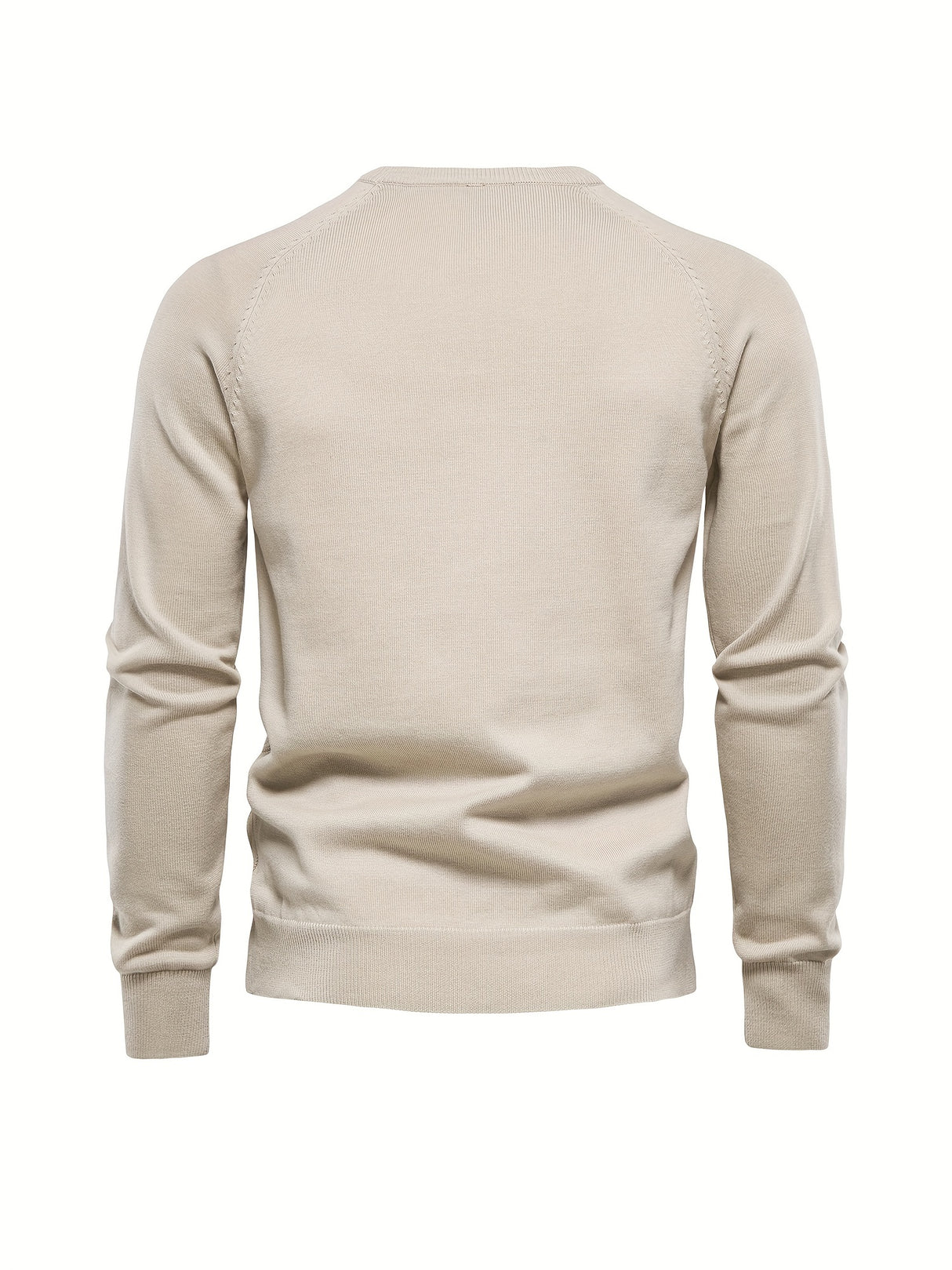 All Match Cotton Knitted Solid Sweater, Men's Casual Warm Slightly Stretch Crew Neck Pullover Sweater For Men Fall Winter