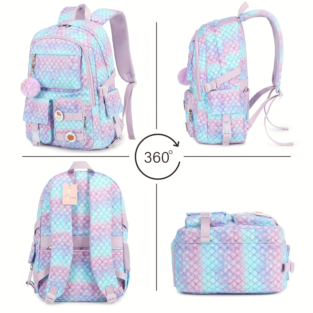 Girls Backpack, 15.6 Inch Laptop School Bag Large Primary Elementary Middle College Bookbags Kids Backpacks for Teens Girls Women Students Anti Theft Travel Daypack