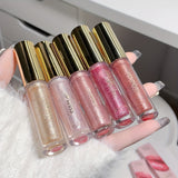 Small Ice Hydrating Plumping Sparkling Lip Honey Lip Glaze Moisturizing Nourishing Water Light Mirror Dewy Lip Golden Fine Flash Pearlescent Galaxy Lip Gloss Tinted Lip Balm Valentine's Day Gifts