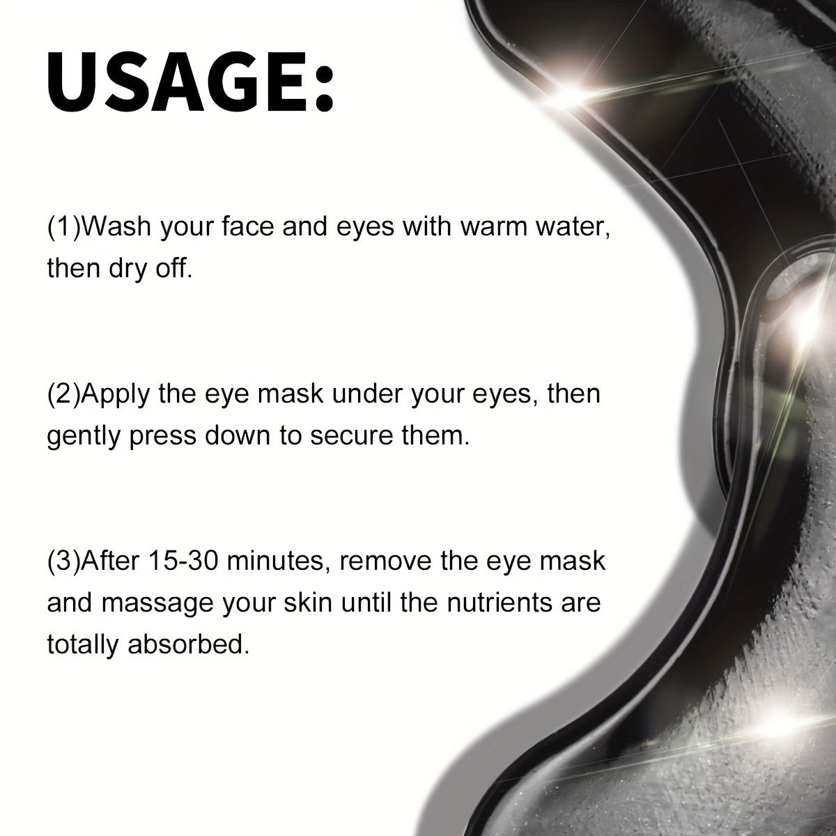 1 Box Black Energy Under Eye Mask, Collagen Eye Patches For Skin Moisturizing, Hydrating Eye Pad To Firm Eye Skin, Eye SPA Patch For Home Daily Use