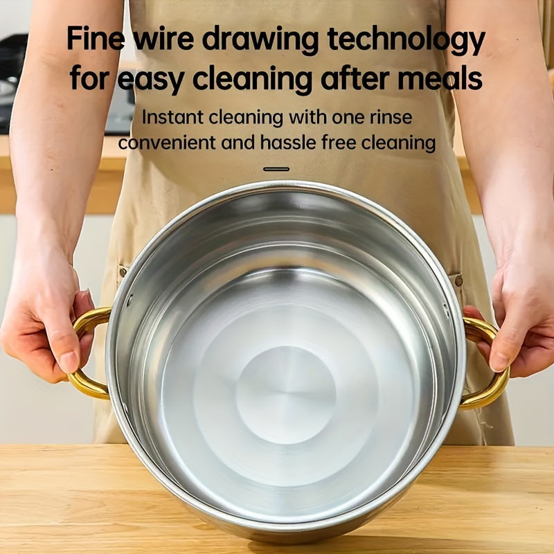 10-Pieces Stainless Steel Cookware Set - Kitchen & Dining Essential For Induction Cooking, Stockpot, Ricotta Pot, Double Handle With Pot Lid, Suitable For Soup, Hotpot, Pasta, Seafood Soup, Rice Cooker