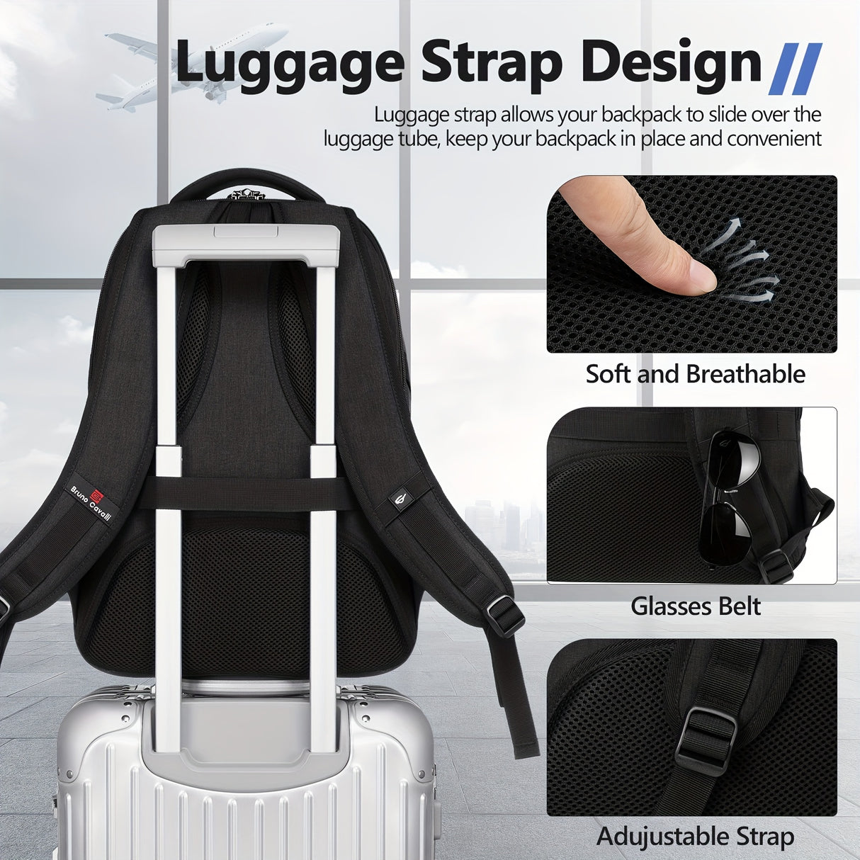 Laptop Backpack for Men Women, Business Travel Laptop Backpack with USB Charging Port, College Bag Daypack for Work, Business Computer Backpack Bag Fit 15.6 Inch Laptop (Black, Blue, Light Grey 15.6 Inch)