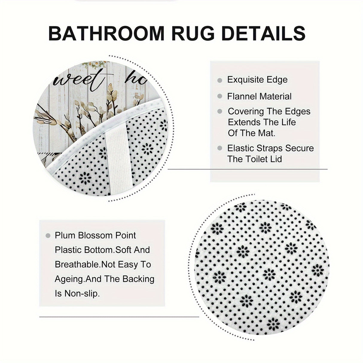 1/4pcs Deluxe White Daisy Pattern Shower Curtain Set - Bathroom Essentials with Non-Slip Mat, U-Shaped Toilet Mat, and 12 Hooks - Complete Bathroom Decor Solution