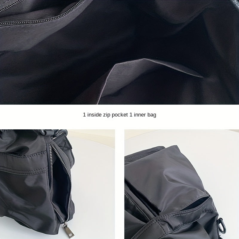 Luxury Large Capacity Drawstring Crossbody Bag - Women's Nylon Shoulder Bag for Daily Use - Spacious, Stylish, and Practical Tote Bag with Adjustable Strap