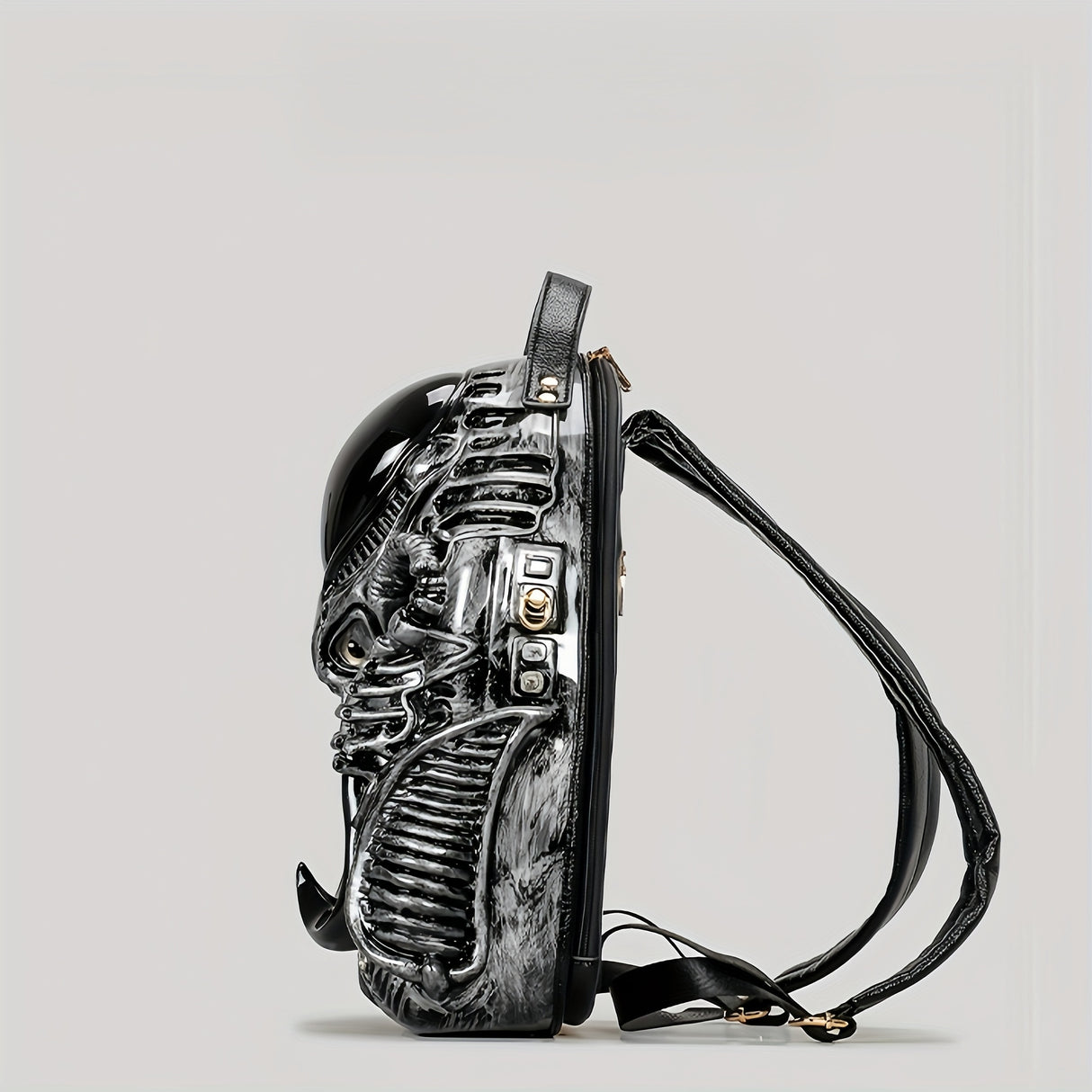 Personality Cobra Shape Backpack Funny Weird Punk Backpack American Street School Bag Men's And Women's Fashion Unique Specialty-shaped Biker Backpack Alien Vs. Predator Street Punk Unisex Backpack