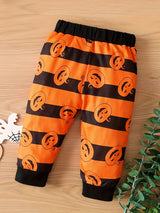 Toddler's Delightful Pumpkin Halloween Outfit - Soft Short Sleeve T-Shirt, Comfortable Pants Set - Adorable Baby Boy Fall Clothes for First Halloween Celebration