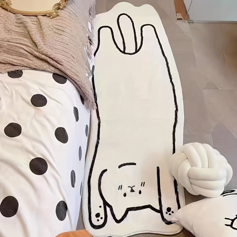 1pc Extra Large Adorable Cat Rug - Luxuriously Soft & Non-Skid, Vibrant Cartoon Animal Pattern for Indoor Bedrooms - Durable, Stylish Accent Carpet Mat