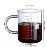 1pc, Large Heat-Resistant Borosilicate Glass Coffee Mug with Measurement Marks - Perfect for Summer Drinks, Teacher Appreciation Gifts, and Everyday Use - 15.22oz Capacity, Durable, and Dishwasher Safe