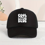 Casual Trendy "COOL LITTLE DUDE" Mesh Stitching Cap, Sun Protection Comfortable Breathable Cap For Summer Holiday Outdoor Traveling Boys And Girls Accessories