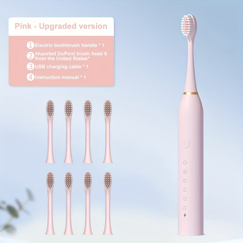 60-Day Long-Lasting 4-Hour Fast Charge Electric Toothbrush for Women and Girls, 8 Brush Heads, 42,000 VPM Whitening, 2 Min Smart Timer, 6 Cleaning Modes