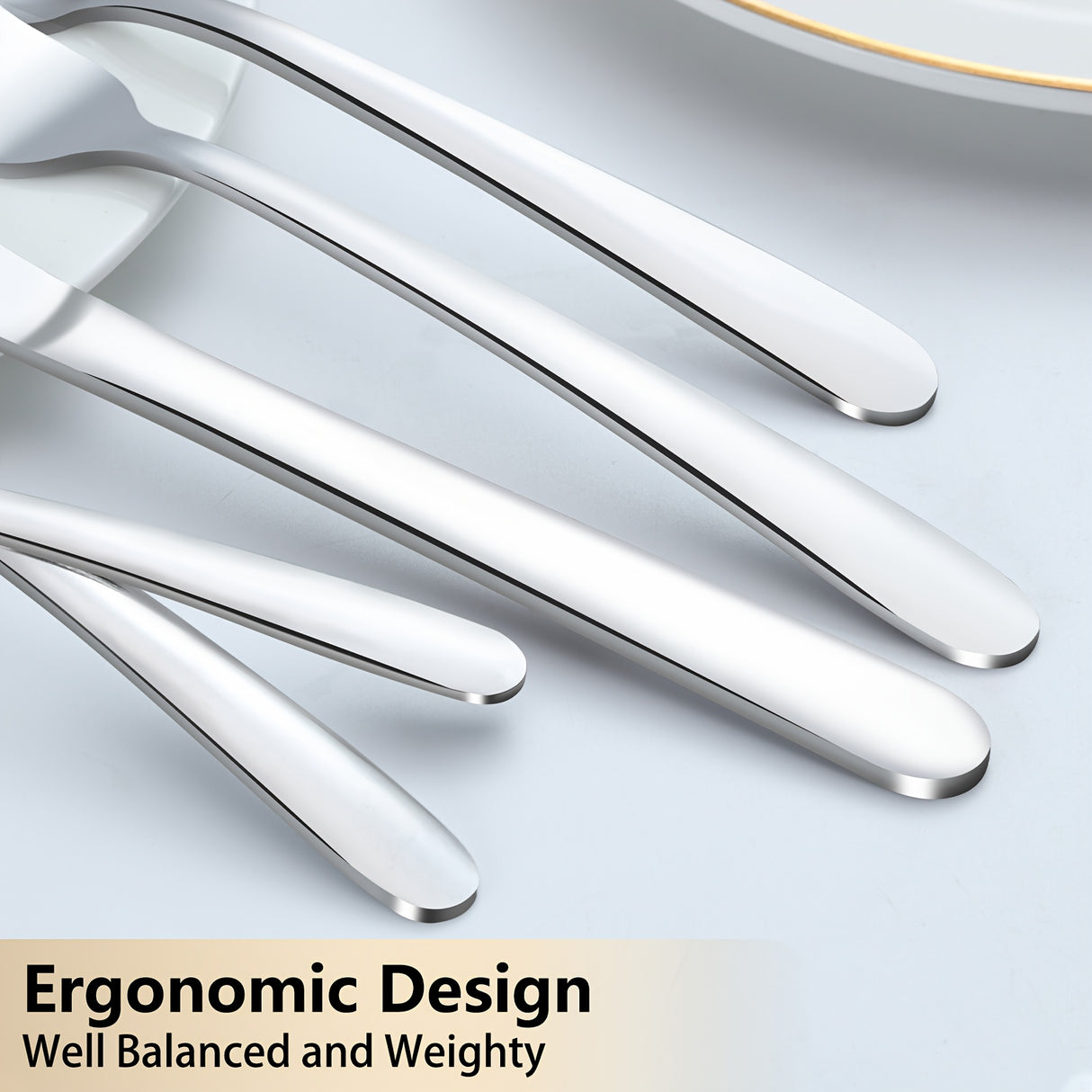 60/90pcs Stainless Steel Tableware, Western Dining Silverware, Steak Knife, Salad Fork, Coffee Dessert Spoons, Cutlery Set with Gift Box for 12 Persons, Dishwasher Safe, Kitchen Accessories,Halloween,Weddings