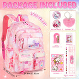 Girls' Hello Kitty Backpack/Duffel Bag - Pastel Pink School Bag with Zipper Closure, Large Capacity Travel luggage, Adjustable Shoulder Straps - Lightweight daypack for Girls, Birthday/Christmas/Holiday Gift for Anime Fans, O