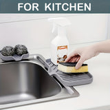 Silicone Kitchen Sink Organizer - Soap Dish Holder With Drain Tip, Countertop Scrubber Pad For Sponges & Brushes, Home Bathroom Essentials
