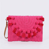 Stylish Woven Straw Envelope Clutch Bag - Summer Beach Travel Accessory with Rattan Wrist Strap, Spacious Interior, and Chic Design - Perfect for Women's Vacation, Travel, and Daily Use