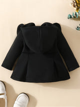 Baby Girl Ruffled Long Sleeve Fleece Hooded Single Breasted Coat, Kids Clothes Autumn And Winter (Recommended To Buy One Size Larger)