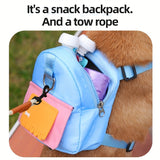 Colorful Nylon Pet Harness with Leash & Backpack - Cartoon School Bag Design for Dogs, Machine Washable, Ideal for Outdoor Adventures