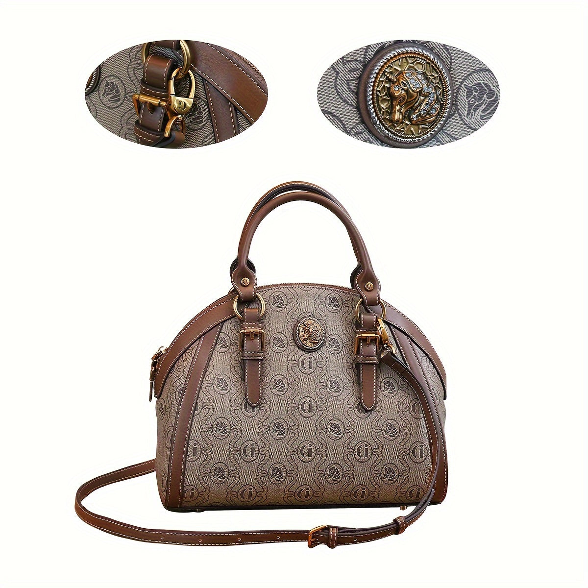 2024 Vintage Pattern Shell Satchel Bag, Elegant Top Handle Satchel Bag For Women, Gift For Mom