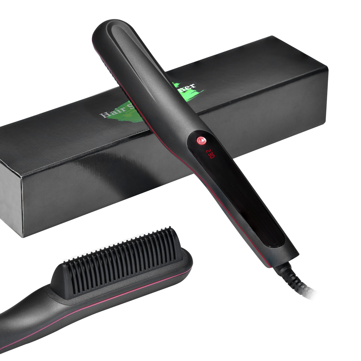 2-in-1 Ceramic Hair Straightener Brush - Advanced, All-in-One Styling Tool with Quick-Heat Tech & LCD Display - Perfect for All Hair Types, Daily Use & Stylish Womens Gift