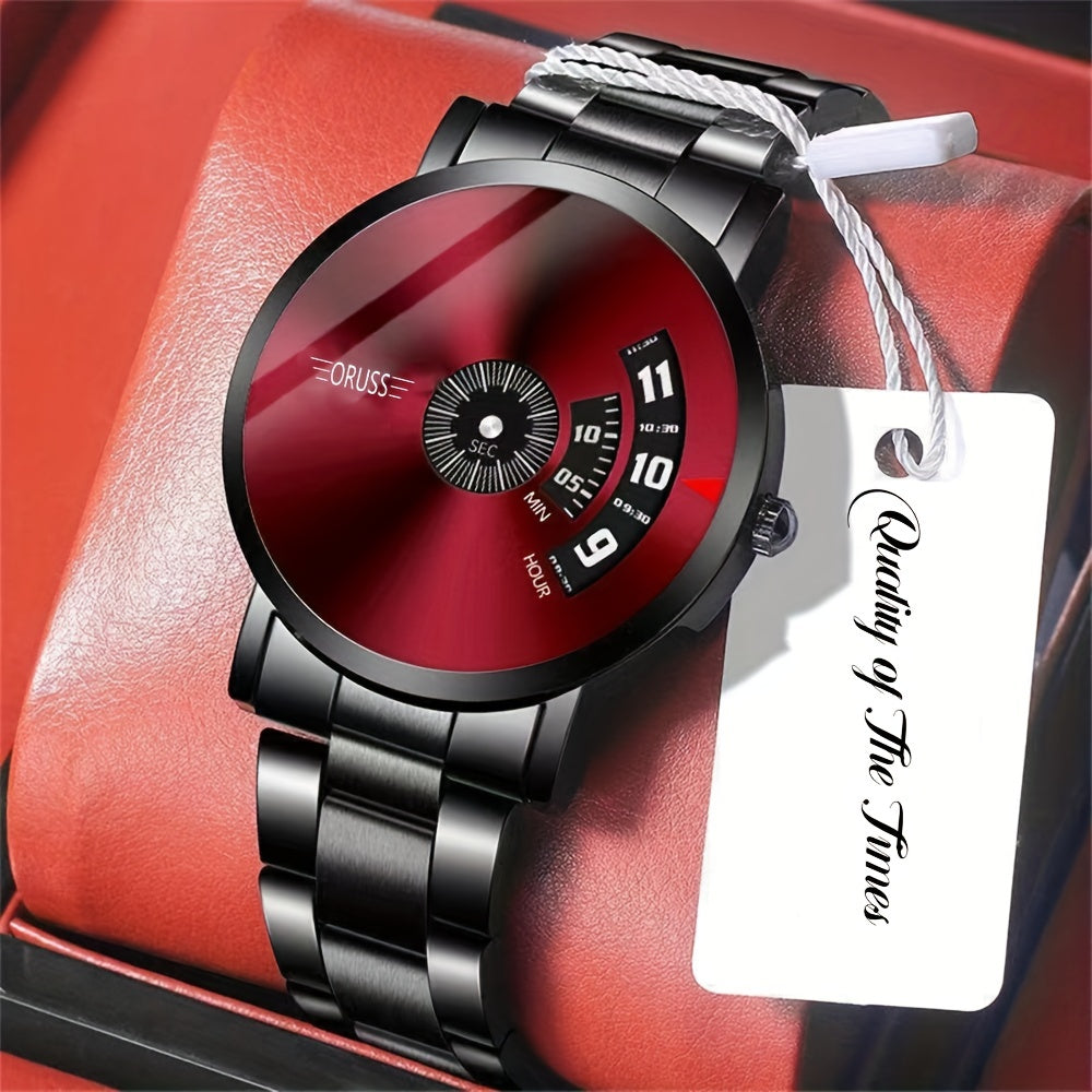 Stylish Luminous Men's Watch - High-Tech Trendy Wrist Watches for Men with Classic Red Western Style, Handsome High-End Design, and Versatile Fashion Sense