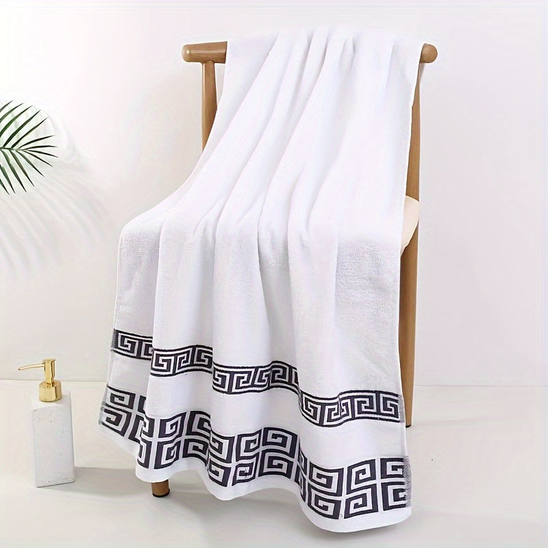 3-Piece Cotton Towel Set - Contemporary Embroidered Design, Super Absorbent Knit Fabric Bath and Hand Towels, Space-Themed 400 GSM Luxury Bathroom Essentials (1 Bath Towel, 2 Hand Towels)