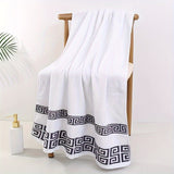 3-Piece Cotton Towel Set - Contemporary Embroidered Design, Super Absorbent Knit Fabric Bath and Hand Towels, Space-Themed 400 GSM Luxury Bathroom Essentials (1 Bath Towel, 2 Hand Towels)