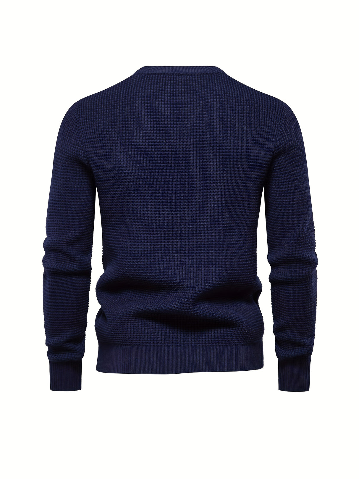 All Match Knitted Solid Sweater, Men's Casual Warm Slightly Stretch Crew Neck Pullover Sweater For Men Fall Winter