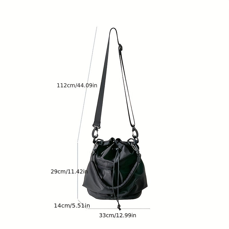 Luxury Large Capacity Drawstring Crossbody Bag - Women's Nylon Shoulder Bag for Daily Use - Spacious, Stylish, and Practical Tote Bag with Adjustable Strap