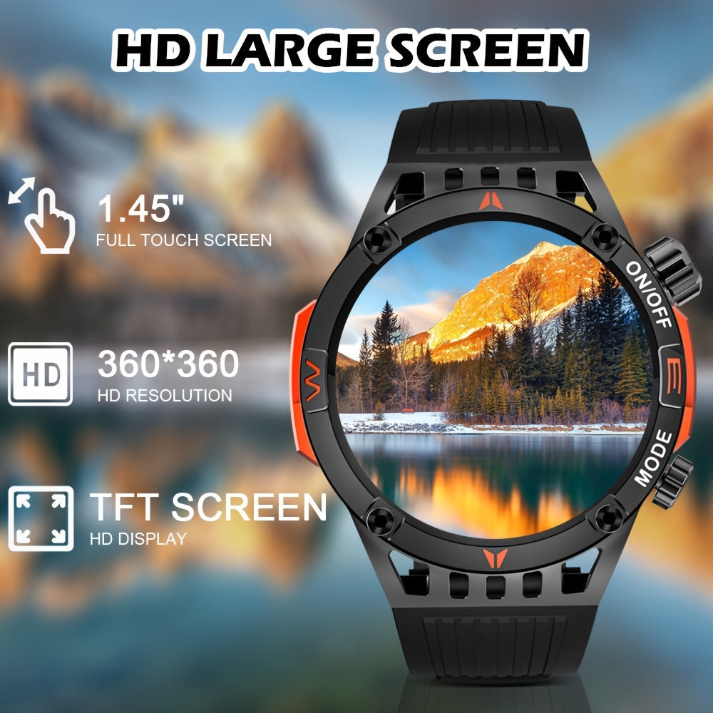 Smart Watch Wireless Answer And Call SOS Outdoor Watch Outdoor Sports Watch LED IP68 Waterproof Compass Fitness Tracker Pedometer Multimedia Message Display, Suitable For Android&IPHONE Mobile Phones, Men's And Women's Smart