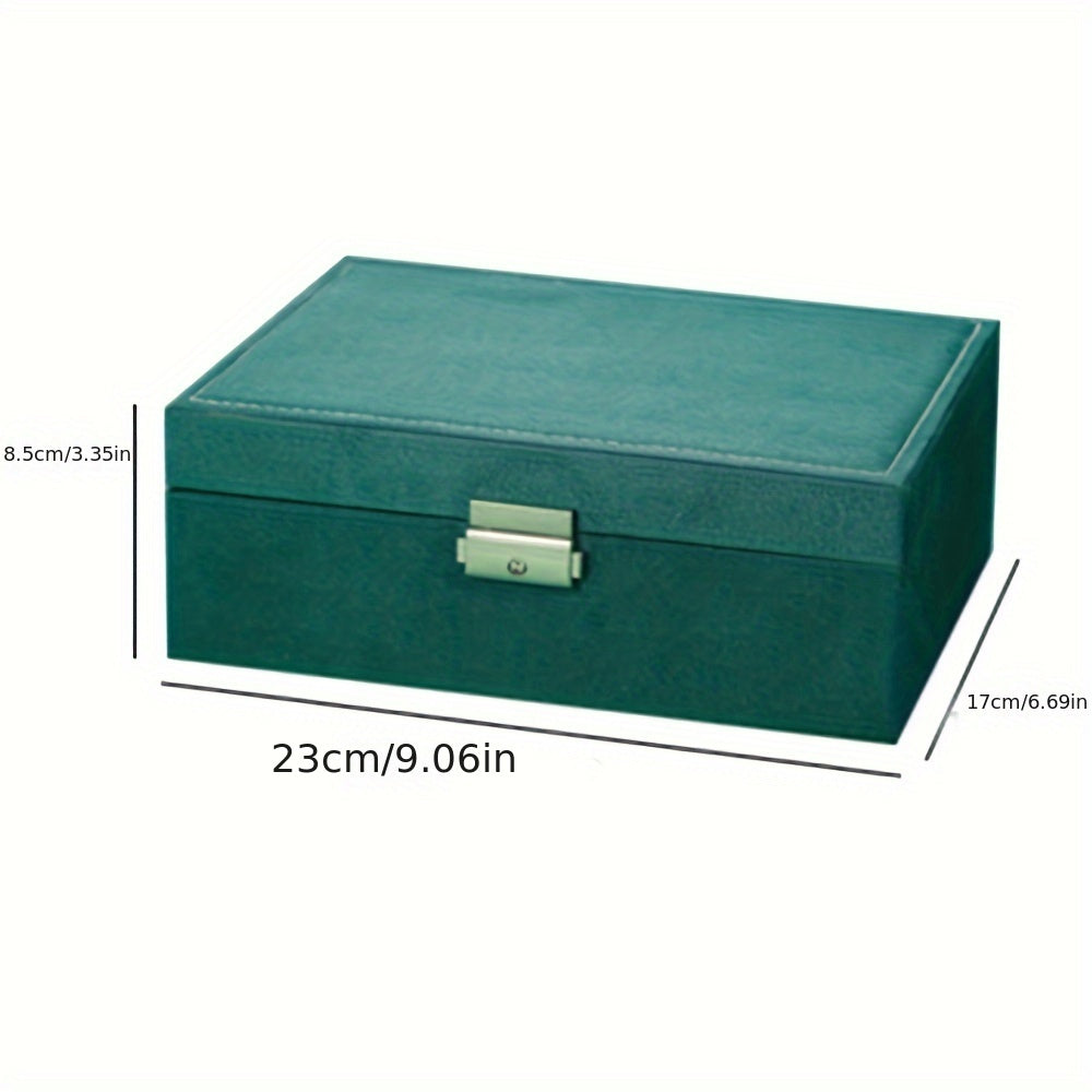 Vintage Glamour Jewelry Organizer Box - Spacious Dual-Level Storage with Lock, Safeguard Your Necklaces, Watches & Earrings in Style