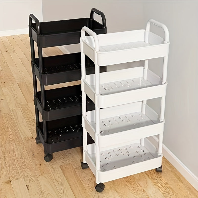 1pc Compact Storage Cart - Versatile Floor Storage for Snacks, Books, Bathroom Essentials, and Kitchen Utensils with Wheels - Perfect for Home Organization and Decluttering, Essential Storage Supplies