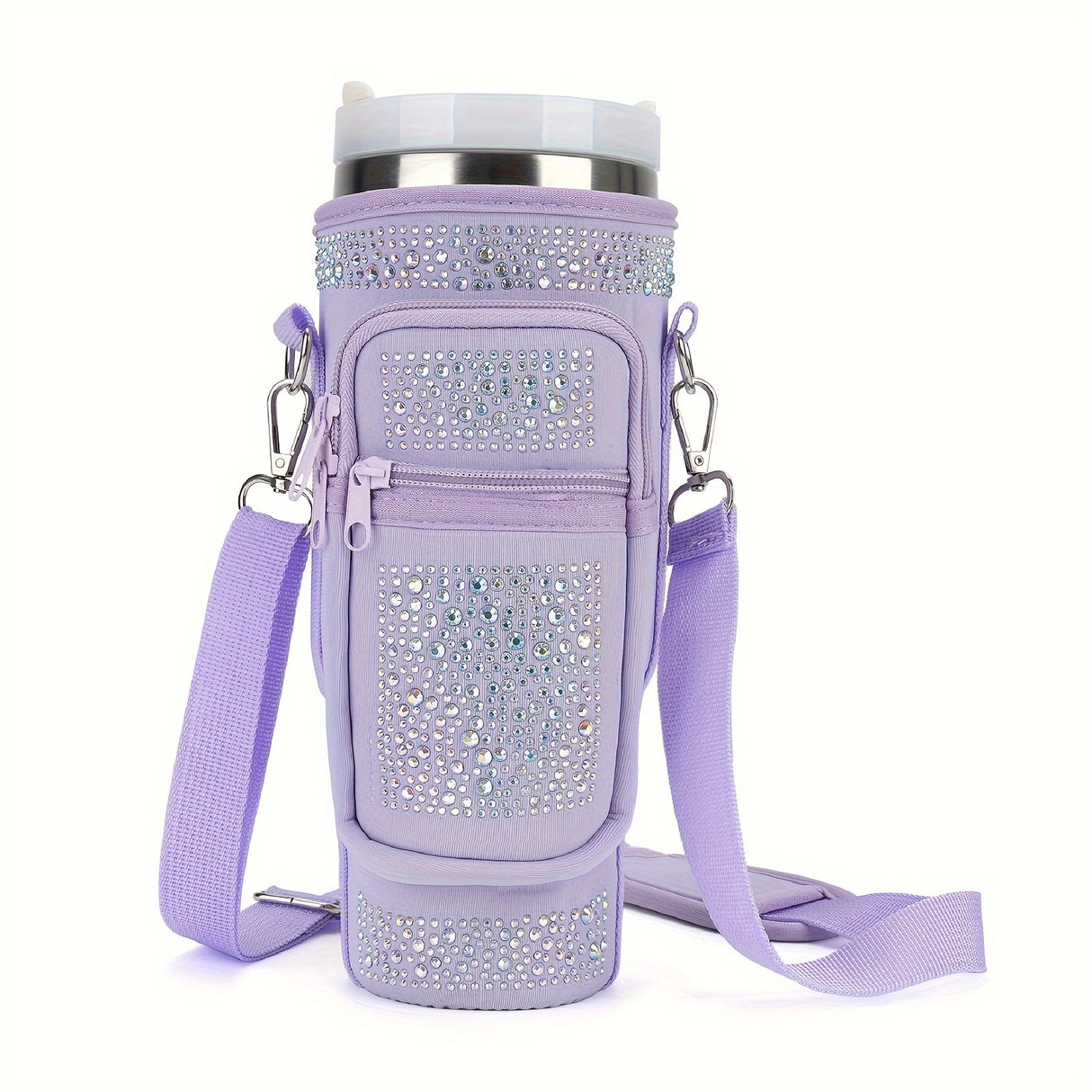 Water Bottle Carrier Bag, Cup Belt Bag with Phone Pocket, Adjustable Strap