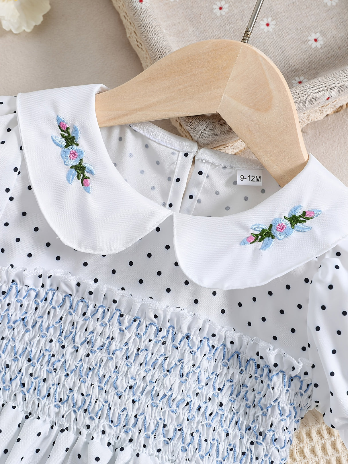 Stylish & Cute Polka Dot Shirred Puff Sleeve Dress, Perfect For Little Girls Banquet Birthday Party Dress Up