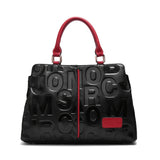 Genuine Leather Tote Bag For Women, Luxury Letter Embossed Handbag, Fashion Large Satchel Purse With Top Handle