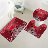 1/3/4pcs Diamond Butterfly Rose Pattern Shower Curtain Set - Waterproof, Non-Slip, Decorative Bathroom Essentials with Bath Mat, Toilet Cover Pad, U-Shaped Mat, and Hooks - Complete Home Bathroom Decor Solution