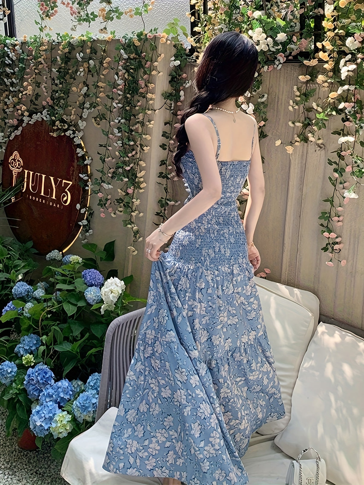 Elegant Floral Cut Out Dress for Women - Perfect for Spring and Summer Events
