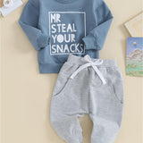 2PCS Toddler Boys' Cozy Long Sleeve Letter Print Sweatshirt and Drawstring Pants Sets - Soft, Breathable, and Comfortable Outfit for Casual Daily Wear - Perfect for Winter and Fall Seasons