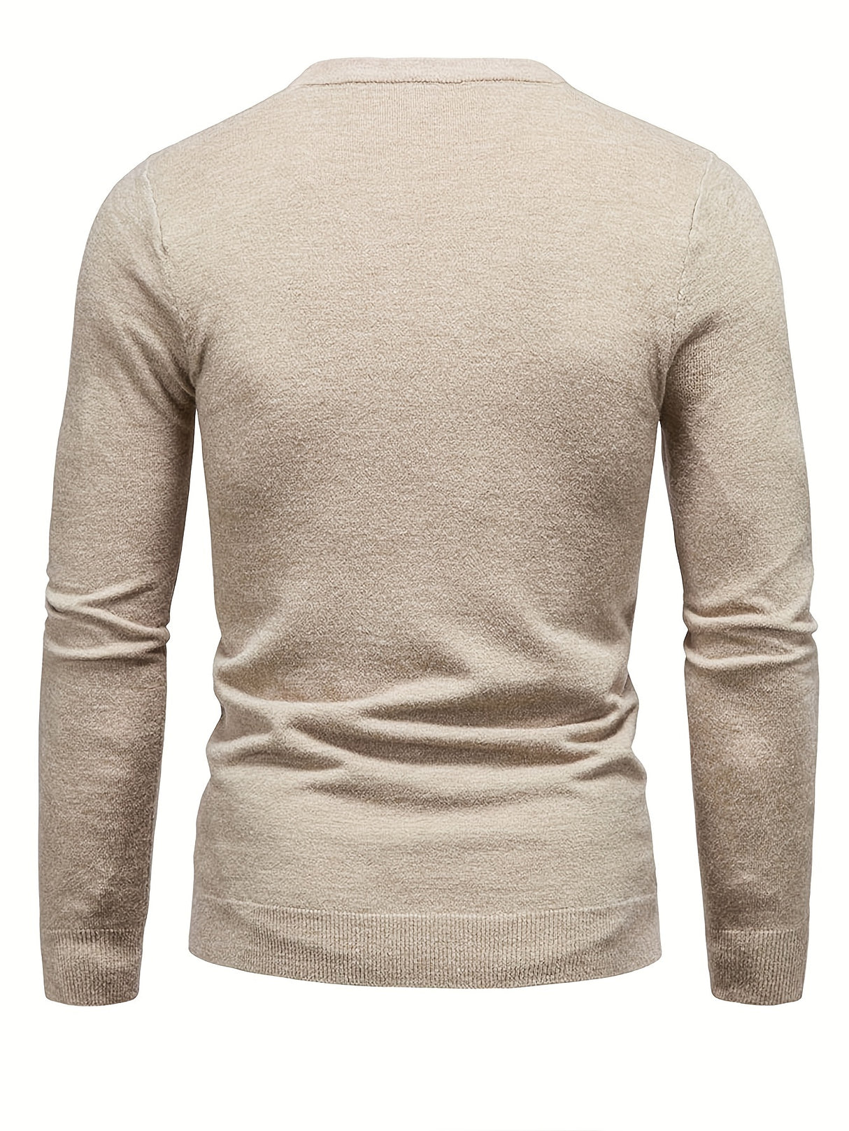 Jesus Saved My Life Print All Match Knitted Sweater, Men's Casual Warm Mid Stretch Crew Neck Pullover Sweater For Men Fall Winter