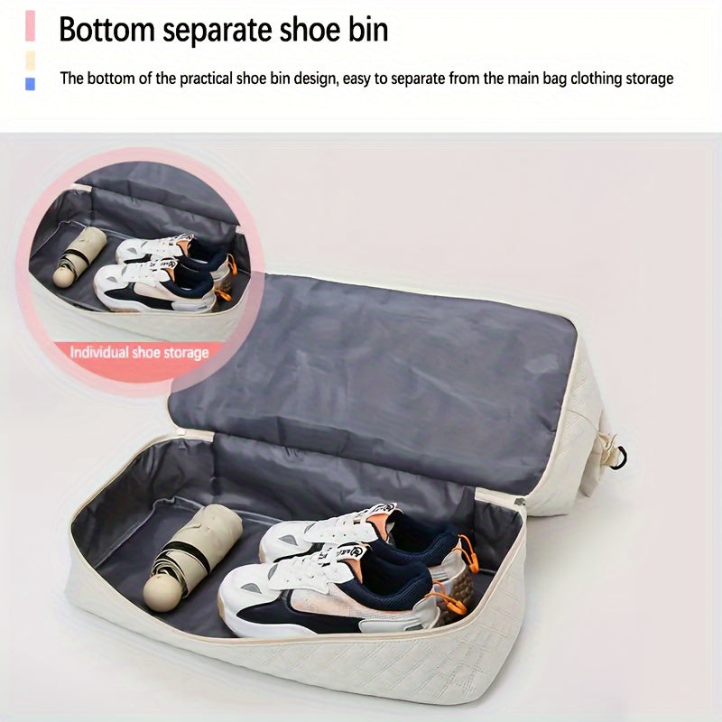 Large Capacity Travel Duffel Bag in Oxford Fabric, Portable Sports Gym Storage Bag, Weekend Overnight Bag for Women