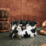 Retro Cow Print Crossbody Bag, Western Aztec Clutch Bag, Ethnic Style Wrist Wallet Coin Purse For Women