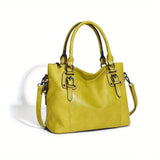 Fashionable Designer Soft Leather Retro Tote Bag - Large Capacity, Multi-pocket Organizer - Casual Ladies Shoulder & Crossbody Bag with Adjustable Strap - Perfect Mothers Day Gift for Her - Durable, Stylish, and Versatile Pur