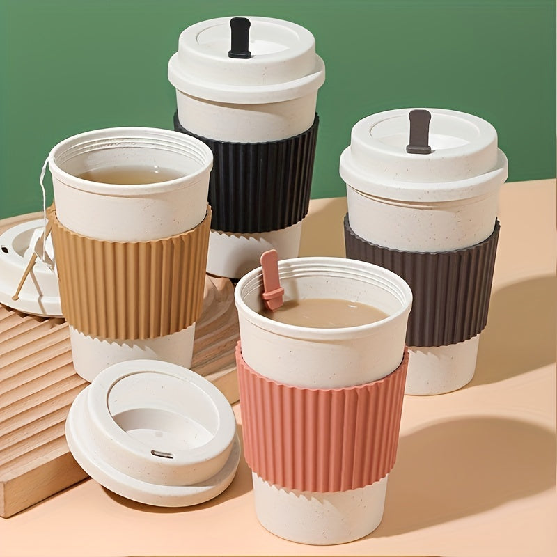 1pc 21oz Portable Reusable Coffee Cup, Travel Wheat Straw Fiber Mug for Restaurant, Hotel, Commercial, Outdoor, Office, Home, Car Use - 4 Colors Available