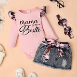 Baby Girl Clothes Newborn long Sleeve Ruffle Romper Short Jeans Pants Leporad Infant Outfits 3pcs 0-18 Months