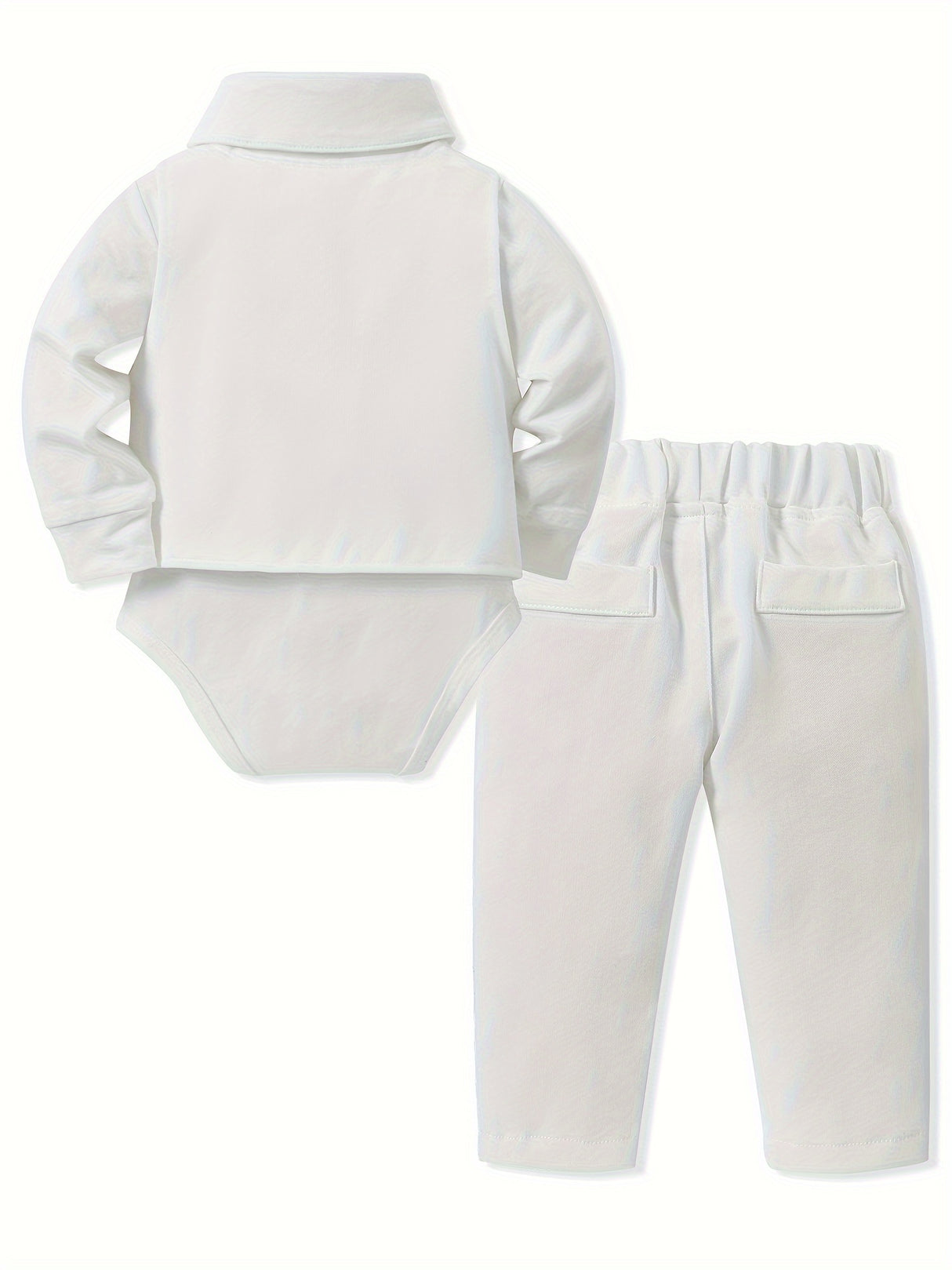 5 Pieces Baby Boy Long Sleeve Gentleman Suit Baby Boy Holiday Party Wedding Dress Suit One-piece Shirt, Vest, Trousers, Bowtie, Corsage 0-24M Soft And Comfortable Cotton Toddler Clothing