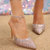 Luxury Rhinestone Mesh Pointed Toe High Heels For Women, Elegant And Charming, Breathable Net Ideal For Party