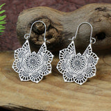 Boho Hollow Dangle Earrings - Vintage Ancient Silver U-Shaped Jewelry for Women