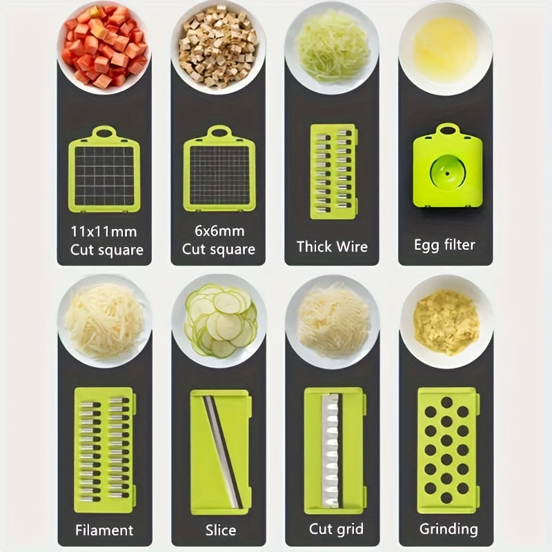 14-in-1/ Set Upgraded Vegetable Chopper With Container, Professional Food Chopper, Multi-Functional Fruit Slicer, Manual Food Shredder, Onion Grater With Multiple Interchangeable Blades Chopper, Dicer (Kitchen Gadgets And Ess
