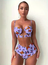 New Split-Style Print Swimsuit for Women, Sexy Bikini with Floral Print, European Style Swimwear, Bathing Suits