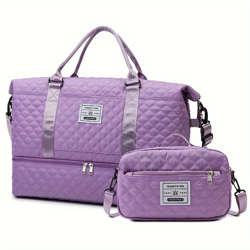 Large Capacity Travel Duffel Bag in Oxford Fabric, Portable Sports Gym Storage Bag, Weekend Overnight Bag for Women