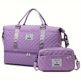 Large Capacity Travel Duffel Bag in Oxford Fabric, Portable Sports Gym Storage Bag, Weekend Overnight Bag for Women