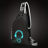 2pcs/set Large Capacity Simple Backpack, Cartoon Print Travel Backpack School Bag Crossbody Bag Chest Bag